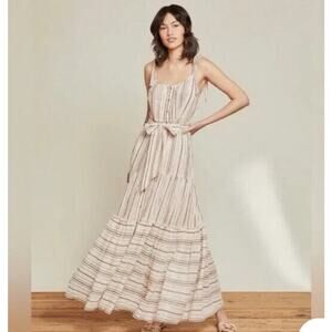 Veronica Beard Michi Metallic Stripe Maxi Dress Elegant Occasion Size Large